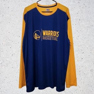 NBA Original Warriors Team Longsleeves Shirt Yellow Blue Size 2XL
